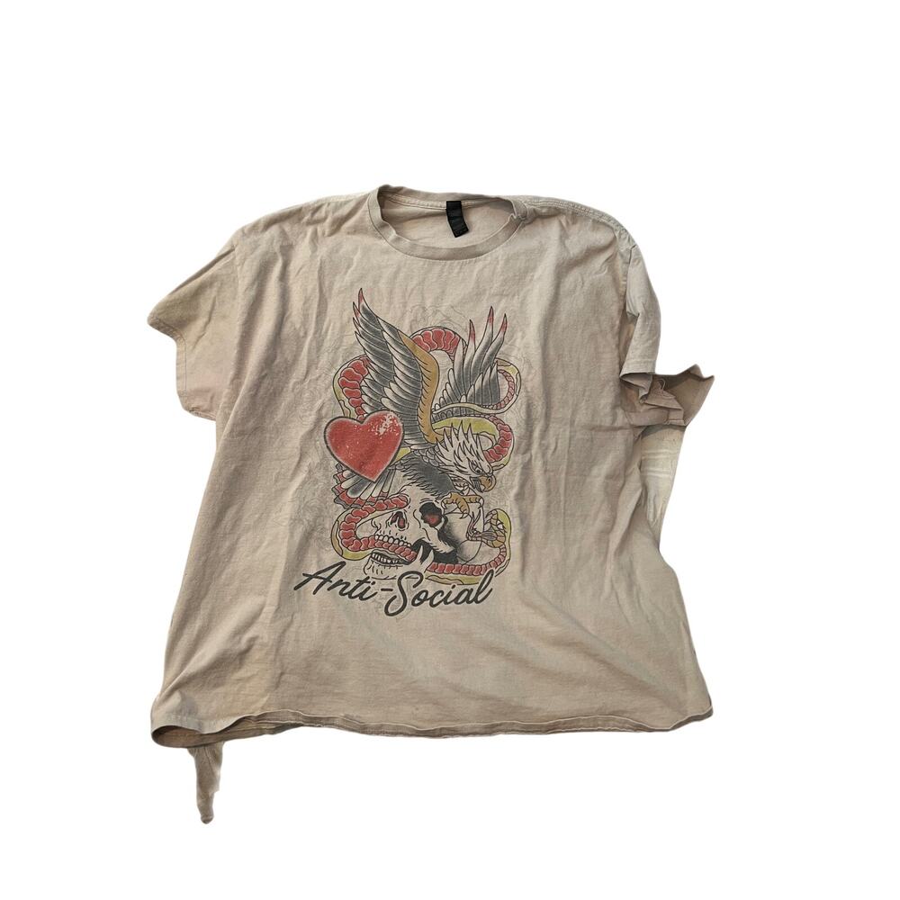 Gildan Anti Social Beige T-Shirt Mens XL
